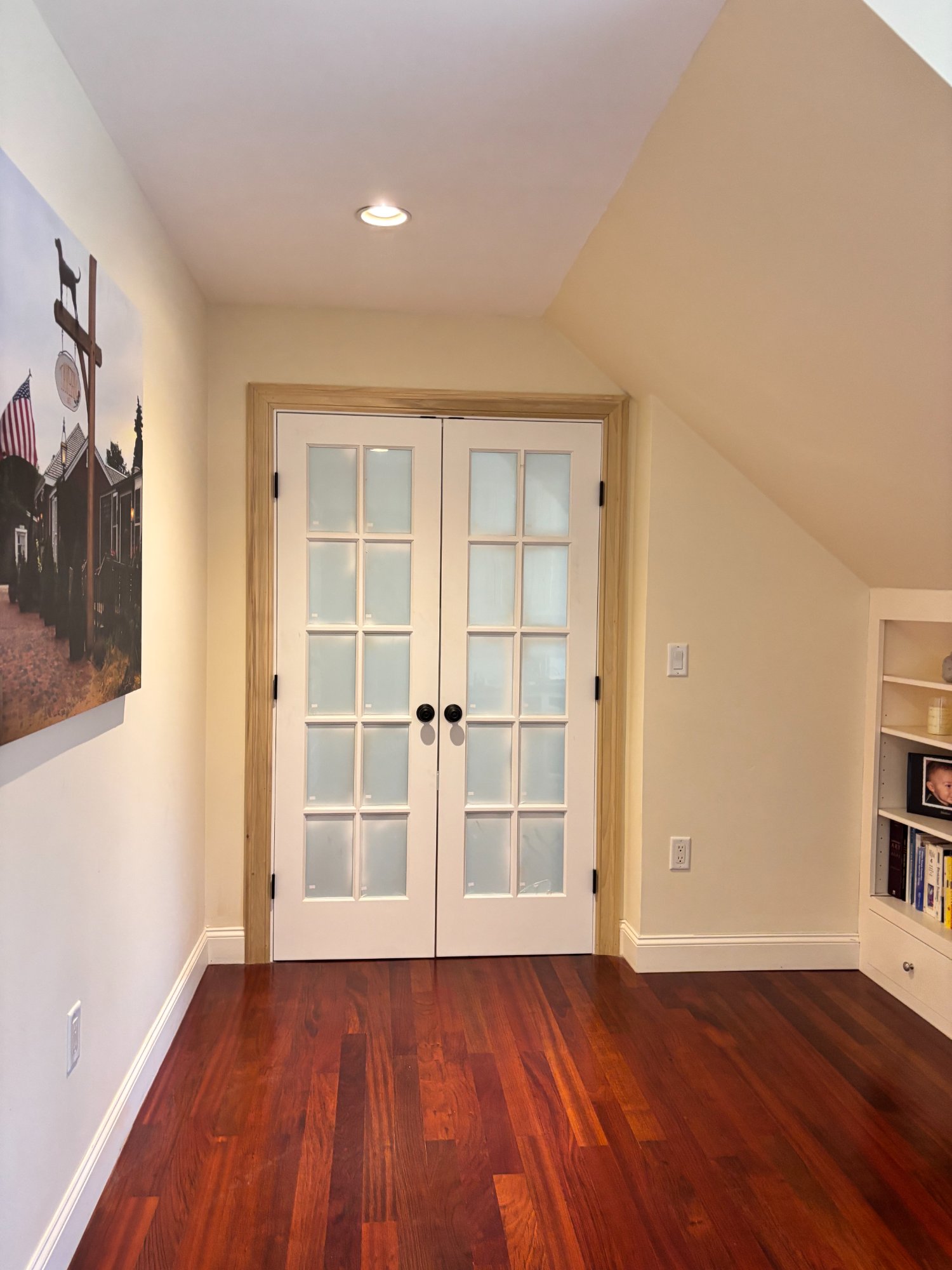 After: French double door with frosted glass installed by Crafted Edge Construction